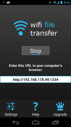 WiFi File Transfer連線畫面
